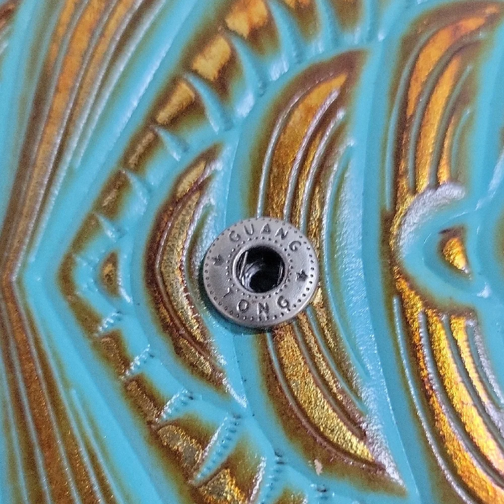 Patrcia Nash Turquoise Tooled Leather Wallet with Bronze Design RFID Protect
